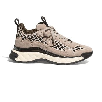 Кроссовки Chanel Suede Calfskin & Embroidery Beige оптом
