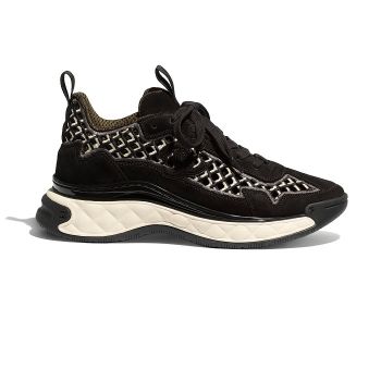 Кроссовки Chanel Suede Calfskin & Embroidery Black оптом