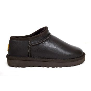 Женские тапочки Ugg Women Slipper Tasman Leather Chocolate