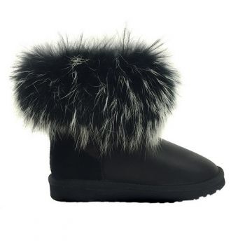 Женские угги Ugg Fox Fur Ultra Metallic Black