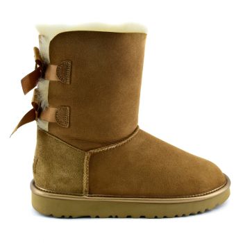 Женские угги Ugg Bailey Bow II Metallic Seashel Chestnut