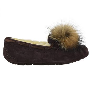 Женские мокасины Ugg Women's Dakota Pom Pom Chocolate