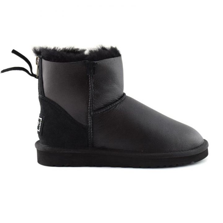 Женские угги Ugg Mini ZIP Black Metallic