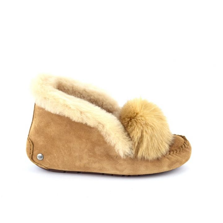 Женские мокасины Ugg Alena Pom-Pom Chestnut