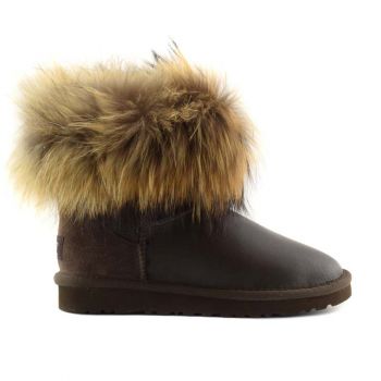 Женские угги Ugg Fox Fur Chocolate Metallic