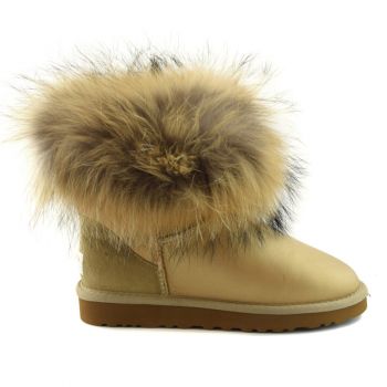 Женские угги Ugg Fox Fur Soft Gold Metallic