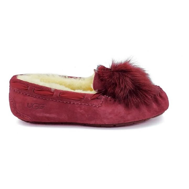 Женские мокасины Ugg Women's Dakota Pom Pom Bordo